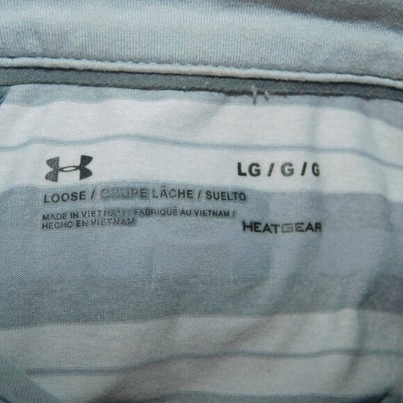 Under Armour Mens L Gray Striped Threadborne Boundless  golf Polo Shirt - Picture 4 of 9